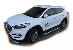 Бокові пороги Fullmond (2 шт., Алюміній) для Hyundai Tucson TL 2016-2021рр Бокові пороги Fullmond (2 шт., Алюміній) для Hyundai Tucson TL 2016-2021рр