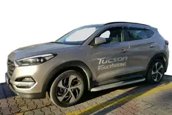 Бокові пороги Tayga Grey (2 шт., Алюміній) для Hyundai Tucson TL 2016-2021рр Бокові пороги Tayga Grey (2 шт., Алюміній) для Hyundai Tucson TL 2016-2021рр