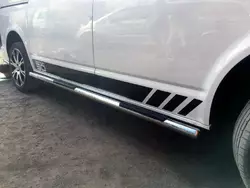 Бічні труби (2 шт., нерж) 70мм, Коротка база для Volkswagen T5 Multivan 2003-2010 рр Бічні труби (2 шт., нерж) 70мм, Коротка база для Volkswagen T5 Multivan 2003-2010 рр