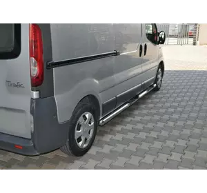 Бічні труби (2 шт., нерж.) 70 мм, довга база для Fiat Talento 2016-2024 рр Бічні труби (2 шт., нерж.) 70 мм, довга база для Fiat Talento 2016-2024 рр