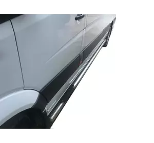 Бічні труби (2 шт., нерж.) d60, Long-ExtraLong для Mercedes Sprinter W907/W910 2018-2024 рр Бічні труби (2 шт., нерж.) d60, Long-ExtraLong для Mercedes Sprinter W907/W910 2018-2024 рр