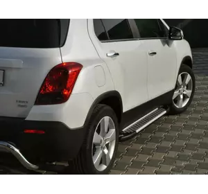 Бокові пороги Allmond Grey (2 шт., алюміній) для Chevrolet Trax 2012-2024 рр Бокові пороги Allmond Grey (2 шт., алюміній) для Chevrolet Trax 2012-2024 рр