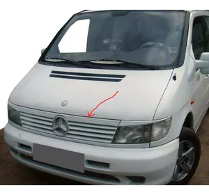 Смужка на решітку (пластик) Чорний мат для Mercedes Vito W638 1996-2003 років Смужка на решітку (пластик) Чорний мат для Mercedes Vito W638 1996-2003 років