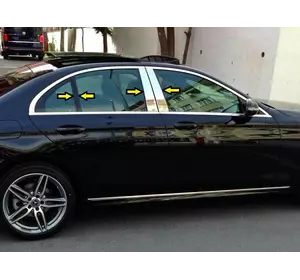 Накладки на дверні стійки (6 шт, нерж) для Mercedes A-сlass W177 2018-2024 рр Накладки на дверні стійки (6 шт, нерж) для Mercedes A-сlass W177 2018-2024 рр