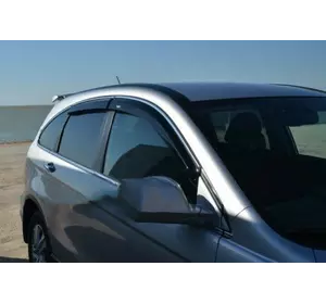 Вітровики з хром молдингом (4 шт, HIC) для Honda CRV 2007-2011рр Вітровики з хром молдингом (4 шт, HIC) для Honda CRV 2007-2011рр