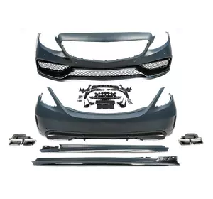 Комплект обвісів з повним заднім бампером (дизайн C63 AMG) для Mercedes C-сlass W205 2014-2021рр