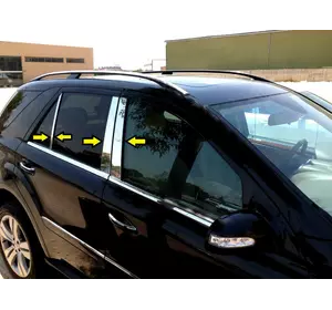 Молдинг дверних стійок (6 шт, нерж) для Mercedes ML W164 Молдинг дверних стійок (6 шт, нерж) для Mercedes ML W164