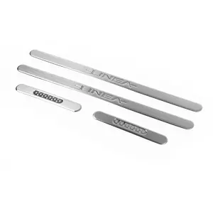 Накладки на пороги OmsaLine (4 шт, нерж.) для Fiat Linea 2006-2018 рр Накладки на пороги OmsaLine (4 шт, нерж.) для Fiat Linea 2006-2018 рр