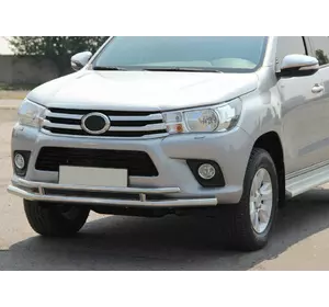 Передній захист ST018 (нерж) для Toyota Hilux 2015-2024 рр Передній захист ST018 (нерж) для Toyota Hilux 2015-2024 рр