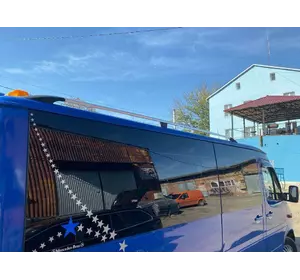 Рейлінги DD (2 шт, алюм) 265 см, Чорний мат, пластикова ніжка для Mercedes Sprinter W901-905 1995-2006 рр Рейлінги DD (2 шт, алюм) 265 см, Чорний мат, пластикова ніжка для Mercedes Sprinter W901-905 1995-2006 рр
