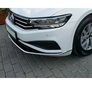 Накладки на передній бампер (2019-2024, 3 шт, нерж) OmsaLine - Італійська нержавійка для Volkswagen Passat B8 рр