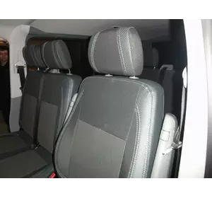 Авточохли (кожзам та тканина, Premium) Повний салон та передні (1 та 1) для Volkswagen T5 Caravelle 2004-2010 рр