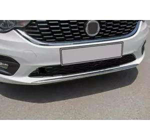 Накладка на передній бампер OmsaLine (2016-2020, нерж) для Fiat Tipo рр Накладка на передній бампер OmsaLine (2016-2020, нерж) для Fiat Tipo рр