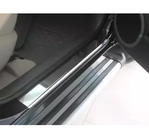 Накладки на пороги Натанико (4 шт., нерж.) Premium - стрічка 3М, 0.8 мм для Toyota Rav 4 2006-2013 років Накладки на пороги Натанико (4 шт., нерж.) Premium - стрічка 3М, 0.8 мм для Toyota Rav 4 2006-2013 років