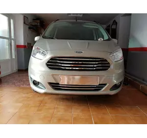Накладки на бампер (2014-2018, 2 шт, нерж) для Ford Courier рр Накладки на бампер (2014-2018, 2 шт, нерж) для Ford Courier рр