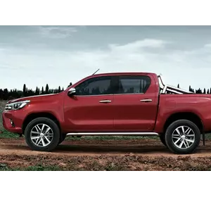 Окантовка вікон (4 шт, нерж) для Toyota Hilux 2015-2024 рр Окантовка вікон (4 шт, нерж) для Toyota Hilux 2015-2024 рр