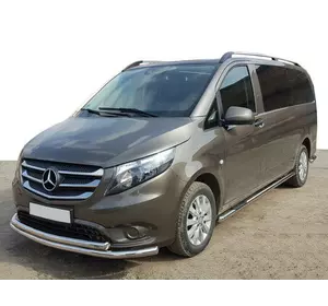 Передній захист ST014 (нерж.) 60/60 для Mercedes Vito / V-class W447 2014-2024 рр Передній захист ST014 (нерж.) 60/60 для Mercedes Vito / V-class W447 2014-2024 рр