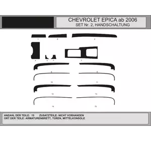 Накладки в салон (kit-2) Карбон для Chevrolet Epica 2006-2024 рр