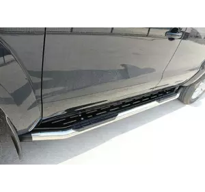 Бокові пороги Amazon Silver (2 шт., нерж) 76 мм для Toyota Hilux 2006-2015 рр Бокові пороги Amazon Silver (2 шт., нерж) 76 мм для Toyota Hilux 2006-2015 рр