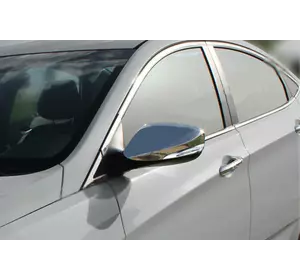 Накладки на дзеркала без повторювача (2 шт., нерж.) для Hyundai Elantra 2011-2015 рр