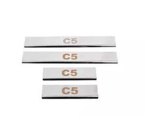 Накладки на пороги Carmos V1 (4 шт, нерж.) для Citroen C-5 2008-2017 років Накладки на пороги Carmos V1 (4 шт, нерж.) для Citroen C-5 2008-2017 років