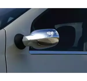 Накладки на дзеркала повні (2 шт) Carmos - Хромований пластик для Renault Logan I 2005-2008 рр