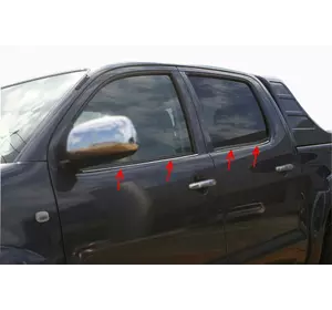 Молдинг скла (4 шт, нерж) Carmos - Турецька сталь для Toyota Hilux 2006-2015 рр Молдинг скла (4 шт, нерж) Carmos - Турецька сталь для Toyota Hilux 2006-2015 рр