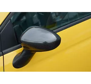 Накладки на дзеркала 2007-2015 (2 шт., натуральний карбон) для Fiat 500/500L Накладки на дзеркала 2007-2015 (2 шт., натуральний карбон) для Fiat 500/500L