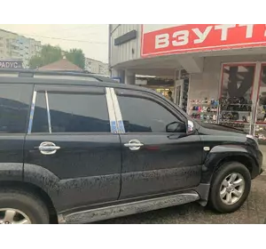 Молдинг дверних стійок (8 шт, нерж) для Toyota Land Cruiser Prado 120 Молдинг дверних стійок (8 шт, нерж) для Toyota Land Cruiser Prado 120