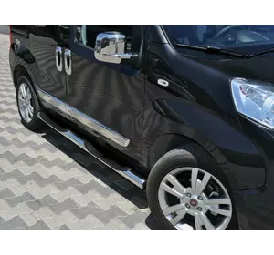 Бічні труби Ø70 (2 шт., Нерж.) для Fiat Fiorino/Qubo 2008-2024 рр Бічні труби Ø70 (2 шт., Нерж.) для Fiat Fiorino/Qubo 2008-2024 рр