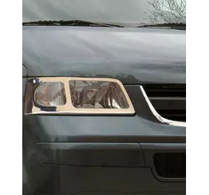 Накладки на передні фари (2 шт., нерж) для Volkswagen T5 Multivan 2003-2010 рр Накладки на передні фари (2 шт., нерж) для Volkswagen T5 Multivan 2003-2010 рр