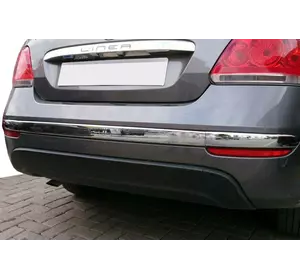 Накладки на задній торец бампера (2012-2024, нерж., 3 шт) для Fiat Linea рр Накладки на задній торец бампера (2012-2024, нерж., 3 шт) для Fiat Linea рр