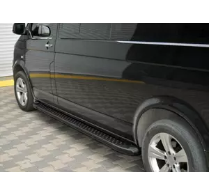 Бокові пороги X5-тип black (2 шт., алюм) Довга база для Volkswagen T5 Multivan 2003-2010 рр Бокові пороги X5-тип black (2 шт., алюм) Довга база для Volkswagen T5 Multivan 2003-2010 рр