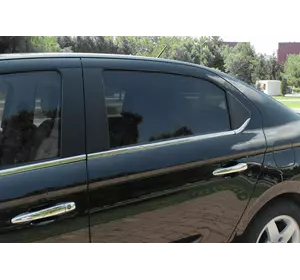 Окантовка вікон (нерж) 6 шт, Carmos (з квартиркою) для Peugeot 301 Окантовка вікон (нерж) 6 шт, Carmos (з квартиркою) для Peugeot 301