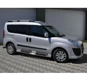 Бічні труби (2 шт., нерж.) 60мм, Максі база для Fiat Doblo II 2010-2022 рр Бічні труби (2 шт., нерж.) 60мм, Максі база для Fiat Doblo II 2010-2022 рр