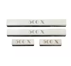 Накладки на пороги (4 шт, нерж) для Fiat 500X Накладки на пороги (4 шт, нерж) для Fiat 500X