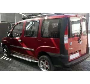 Бокові пороги Allmond Grey (2 шт., алюм.) Стандартна база для Fiat Doblo I 2005-2010 рр Бокові пороги Allmond Grey (2 шт., алюм.) Стандартна база для Fiat Doblo I 2005-2010 рр