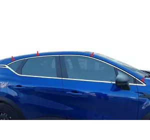 Верхня окантовка вікон (8 шт, нерж.) для Renault Captur 2019-2024 рр