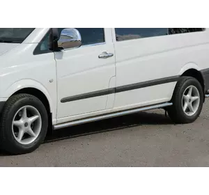 Бічні труби BB001 (2 шт., нерж.) d51, Коротка/Середня бази для Mercedes Vito W639 2004-2015рр Бічні труби BB001 (2 шт., нерж.) d51, Коротка/Середня бази для Mercedes Vito W639 2004-2015рр