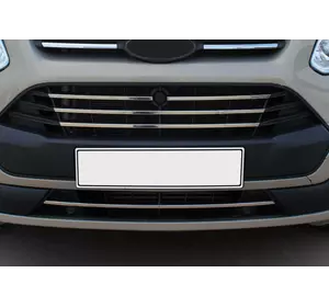 Накладки на решітку радіатора 2013-2018 (5 шт, нерж.) OmsaLine - Італійська нержавійка для Ford Custom рр