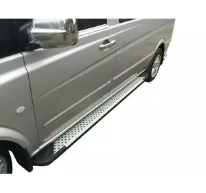 Бокові пороги Allmond Grey (2 шт., алюм.) Довга (ExtraLong) для Mercedes Vito W639 2004-2015рр Бокові пороги Allmond Grey (2 шт., алюм.) Довга (ExtraLong) для Mercedes Vito W639 2004-2015рр