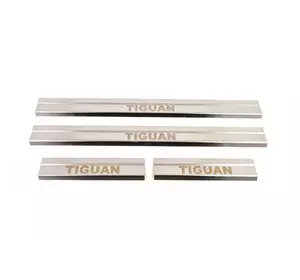 Накладки на пороги Carmos (4 шт., нерж.) для Volkswagen Tiguan 2007-2016 рр Накладки на пороги Carmos (4 шт., нерж.) для Volkswagen Tiguan 2007-2016 рр