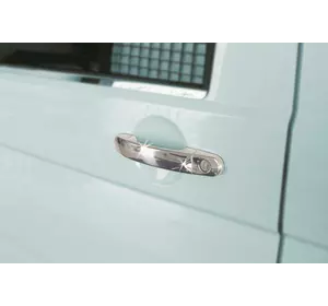 Накладки на ручки (нержавійка) 3 штуки. Carmos - Турецька сталь для Volkswagen T5 Multivan 2003-2010 рр Накладки на ручки (нержавійка) 3 штуки. Carmos - Турецька сталь для Volkswagen T5 Multivan 2003-2010 рр