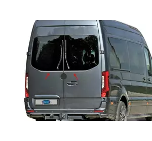Кромка заднього скла (2 шт, нерж) Carmos - Турецька сталь для Mercedes Sprinter W907/W910 2018-2024 рр Кромка заднього скла (2 шт, нерж) Carmos - Турецька сталь для Mercedes Sprinter W907/W910 2018-2024 рр