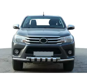 Передній захист F3-34 (нерж.) для Toyota Hilux 2015-2024 рр Передній захист F3-34 (нерж.) для Toyota Hilux 2015-2024 рр