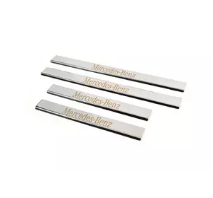 Накладки на пороги (Carmos, 4 шт, нерж) для Mercedes E-сlass W210 1995-2002 рр Накладки на пороги (Carmos, 4 шт, нерж) для Mercedes E-сlass W210 1995-2002 рр