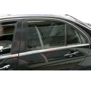 Накладки на молдинги стекол (6 шт, нерж) для Mercedes C-class W204 2007-2015рр Накладки на молдинги стекол (6 шт, нерж) для Mercedes C-class W204 2007-2015рр