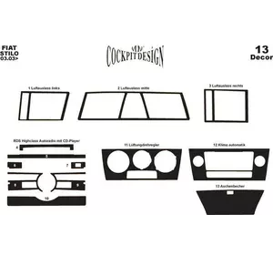 Накладки в салон Дерево для Fiat Stilo 2001-2007 рр Накладки в салон Дерево для Fiat Stilo 2001-2007 рр