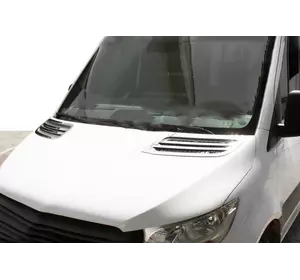 Накладки на повітрозабірник Carmos (2 шт., нерж) для Mercedes Sprinter W907/W910 2018-2024 рр Накладки на повітрозабірник Carmos (2 шт., нерж) для Mercedes Sprinter W907/W910 2018-2024 рр