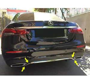 Хром смужка на задній бампер 2020-2024 (нерж) для Mercedes E-сlass W213 2016 -2024 рр Хром смужка на задній бампер 2020-2024 (нерж) для Mercedes E-сlass W213 2016 -2024 рр